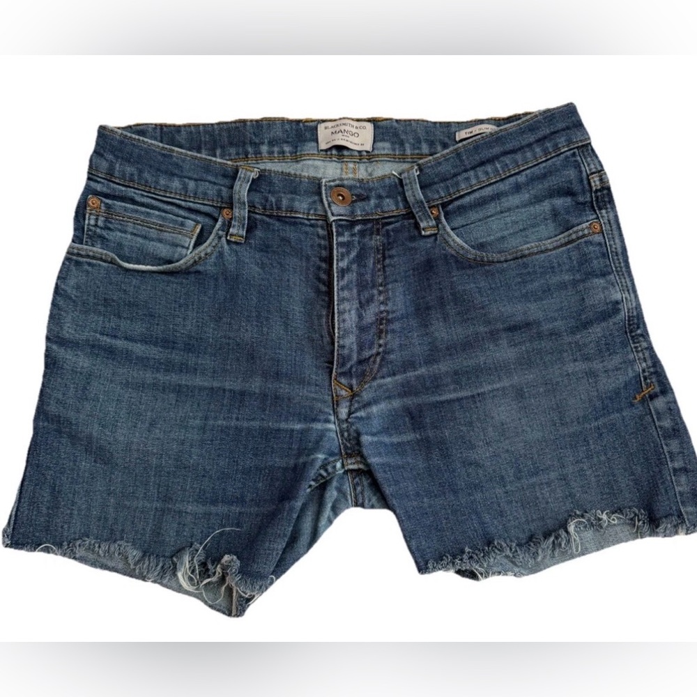 Mango Blacksmith Denim Shorts Size 30 Women's Blue Jean Raw Hem